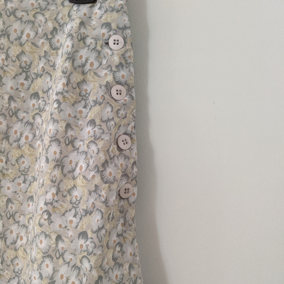 VINTAGE Floral Long Maxi Skirt Yellow Blue - Picture 8 of 14